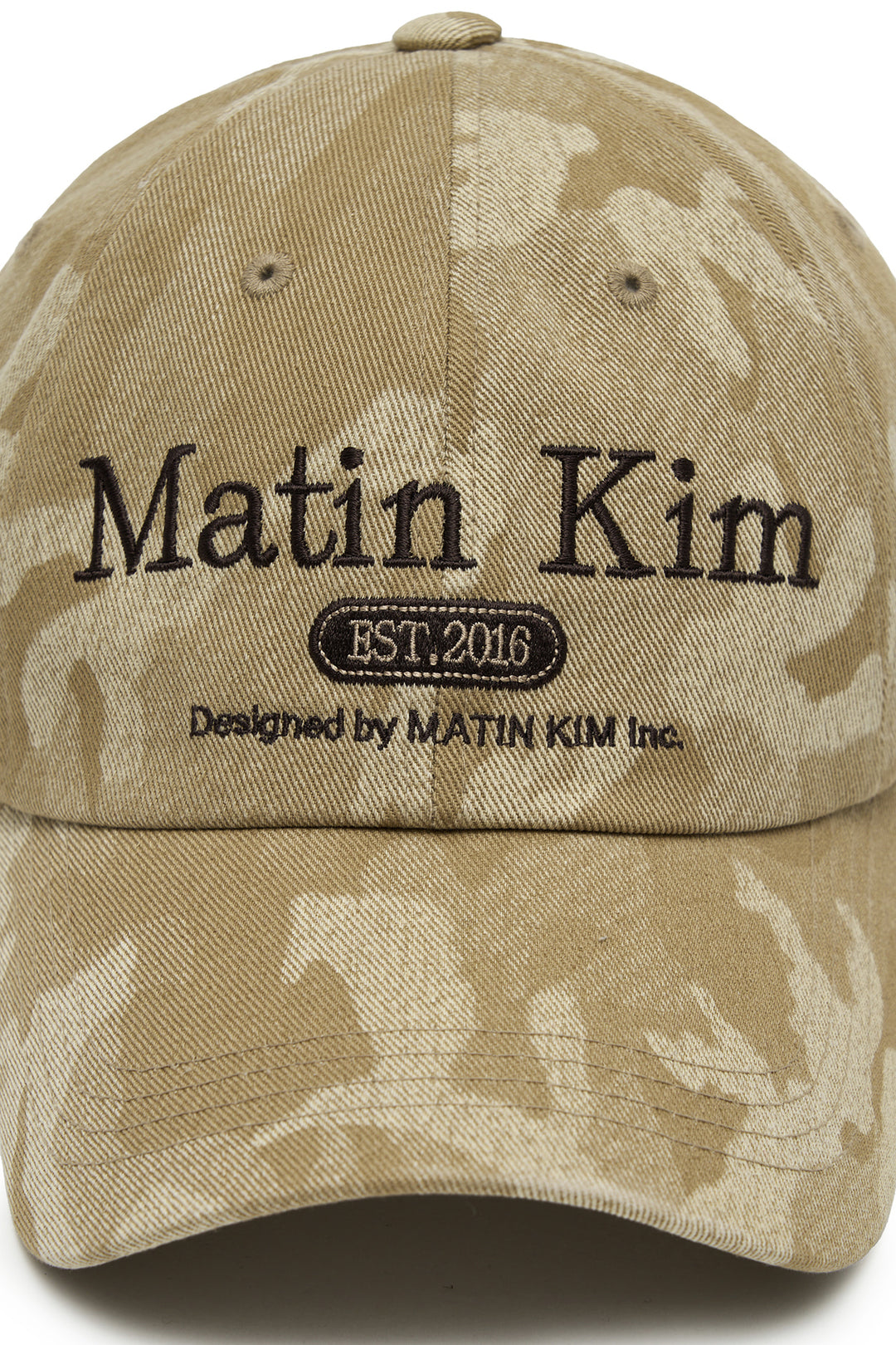 Matin Kim Camouflage Logo Ball Cap — Beige