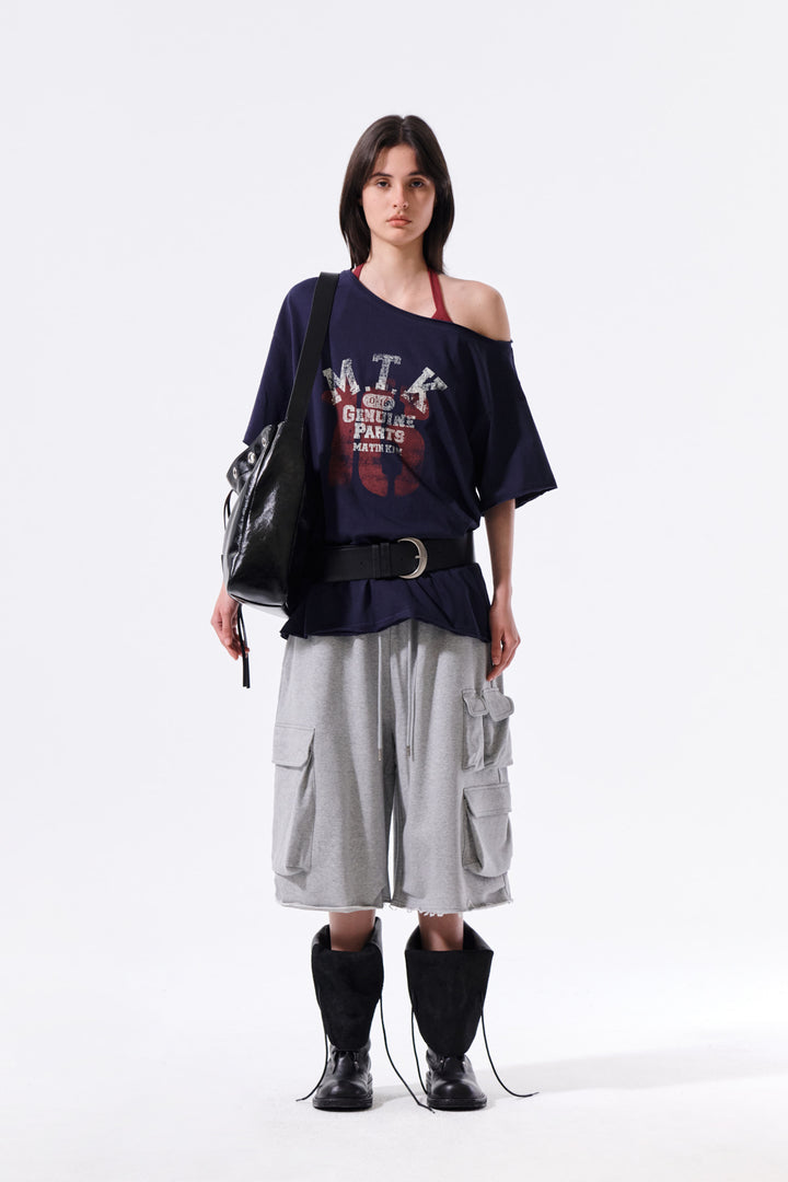 Matin Kim Terry Utility Pocket Bermuda — Gray