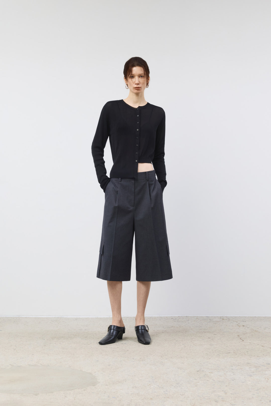 KIMMATIN Cargo Detail Bermuda Shorts — Charcoal