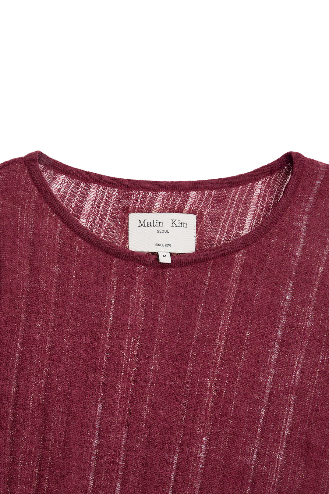 Matin Kim Diagonal Texture Knit Top — Burgundy