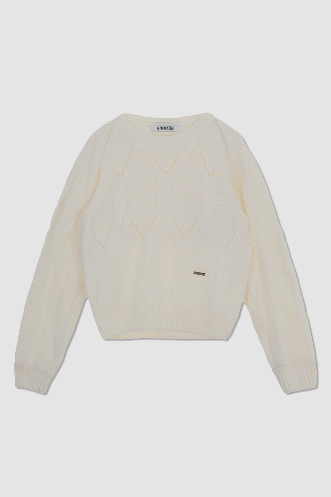 KIMMATIN Bolero Layered Cable Knit Pullover — Ivory