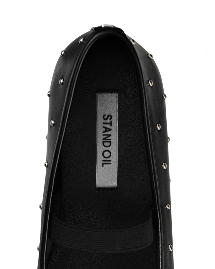 Stand Oil Faye Mary Jane — Semi-Square Flat — Stud Black