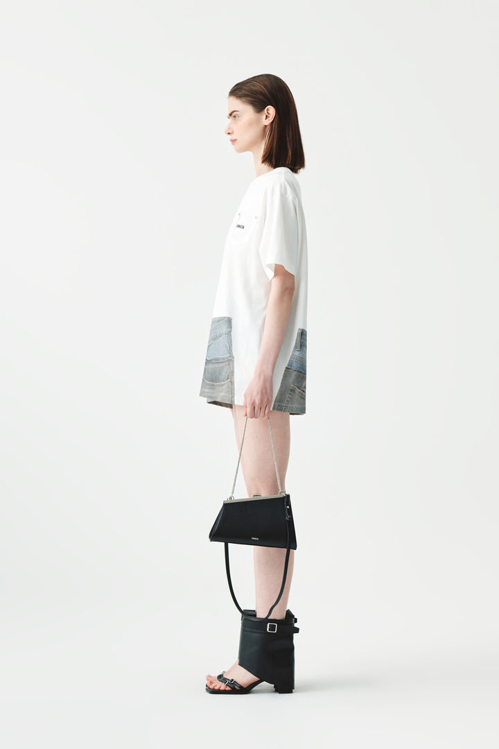 KIMMATIN Denim Printing Oversize Top — White