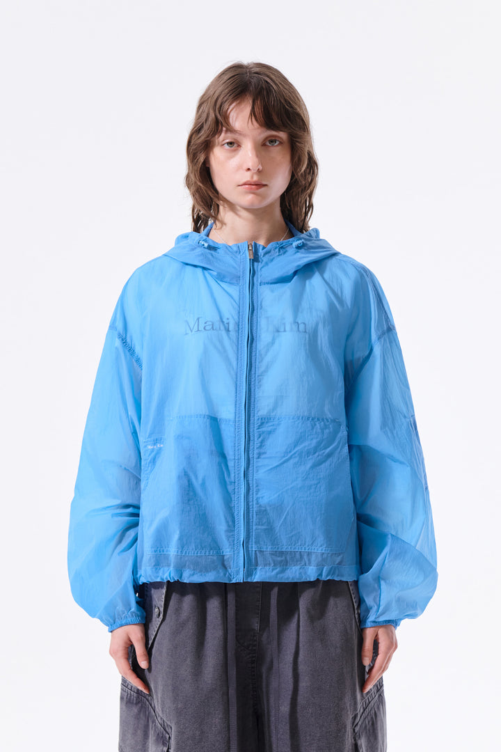Matin Kim Back Logo Hoody Windbreaker — Blue