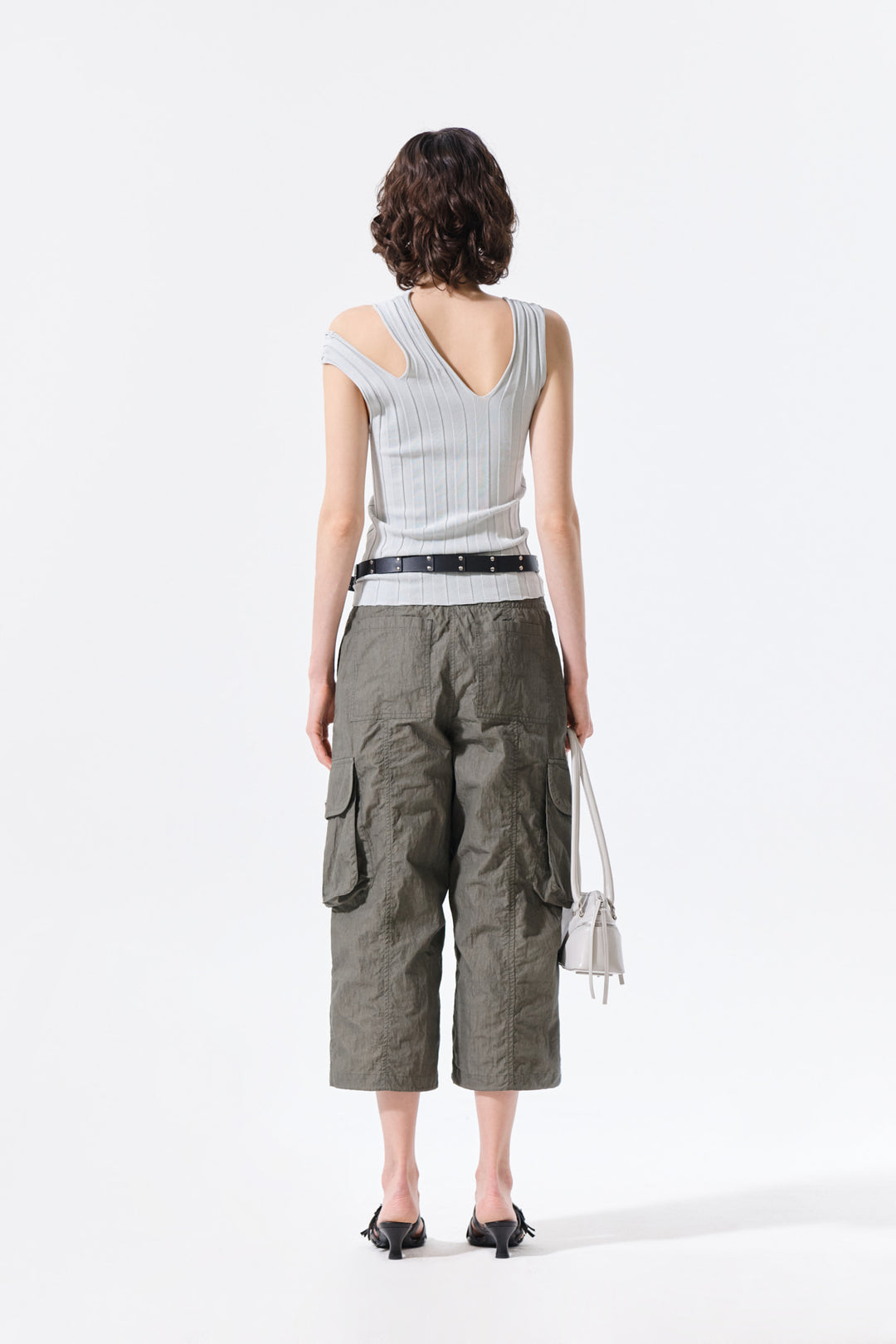 Matin Kim Cut Out Sleeveless Knit Top — Light Grey