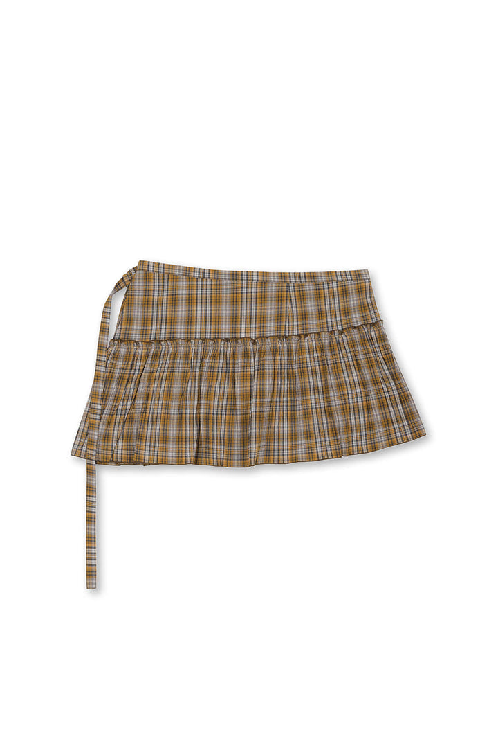 Matin Kim Check Layered Skirt — Orange