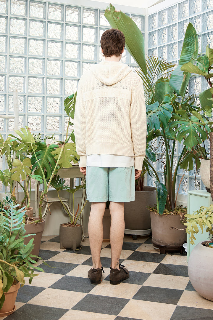 Matin Kim Two Tone Mesh Knit Hoody — Ivory