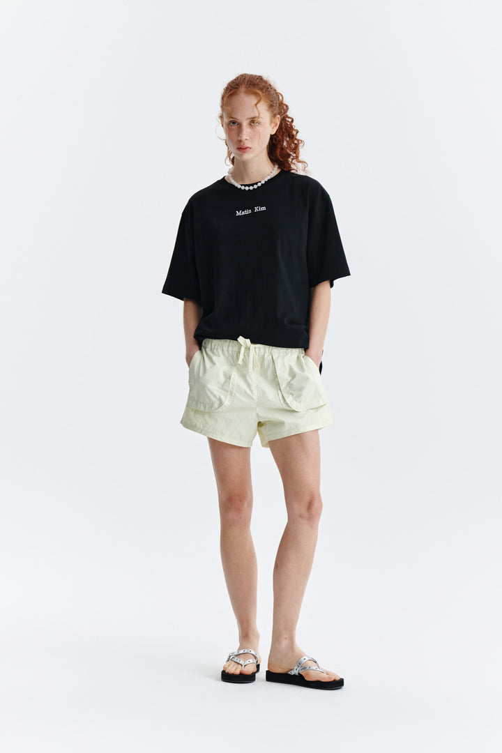 Matin Kim Embroidery Small Logo Oversize Top — Black
