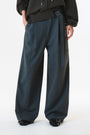 KIMMATIN Diagonal Zipper Belted Pants — Gray