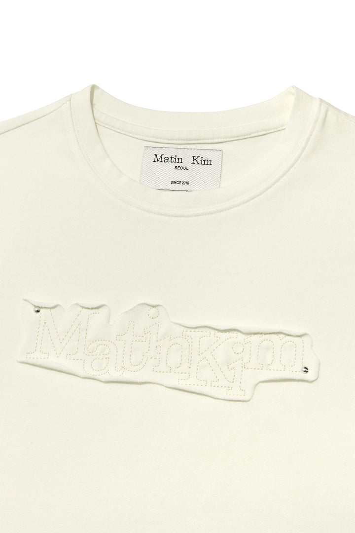 Matin Kim Applique Logo Patch Top — Cream