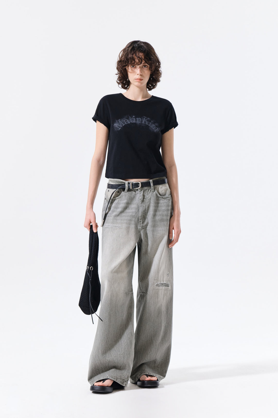 Matin Kim Arch Logo Crop Top — Black