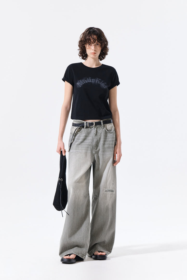 Matin Kim Arch Logo Crop Top — Black