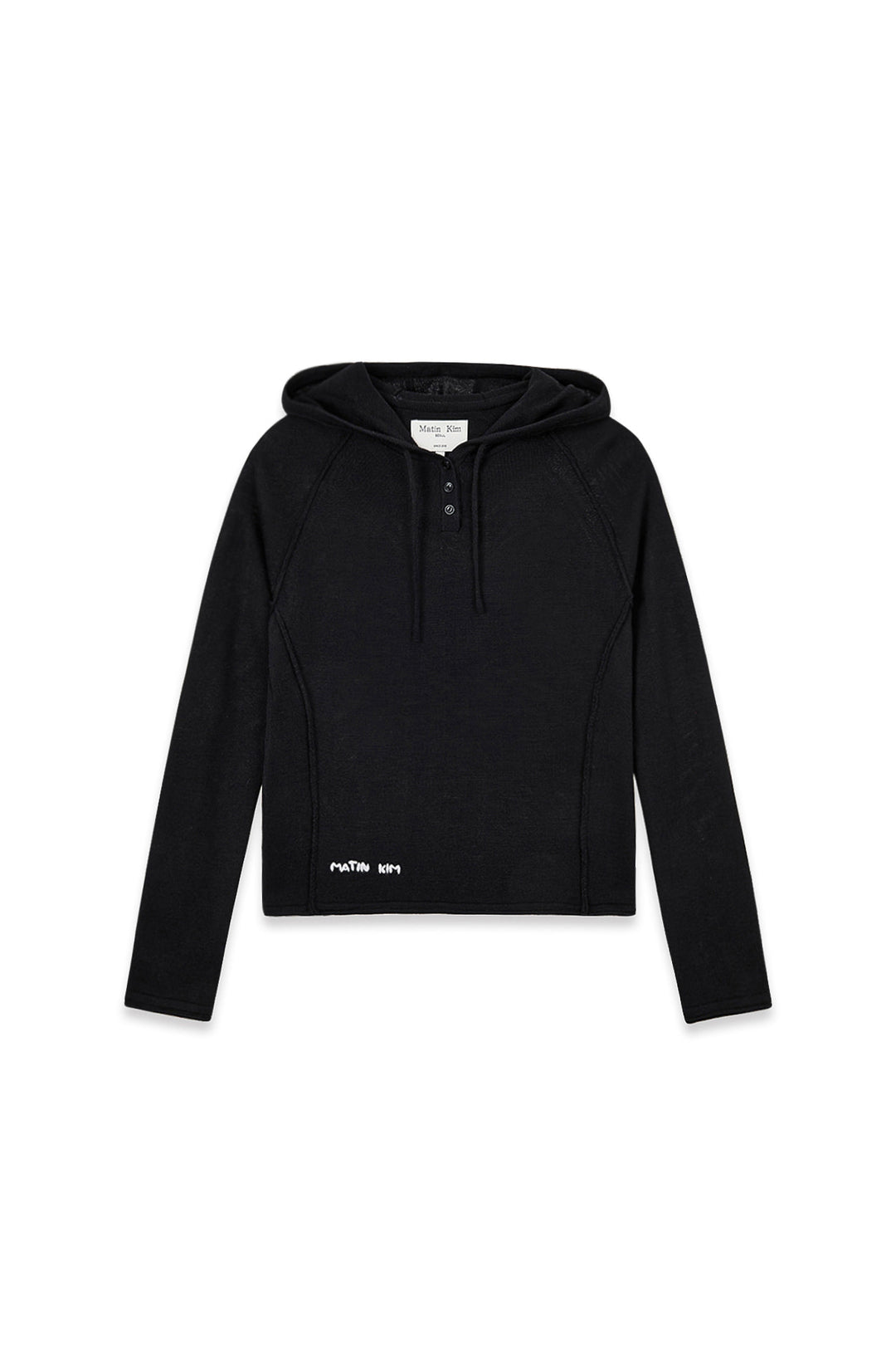Matin Kim Button Hoody Raglan Knit — Black