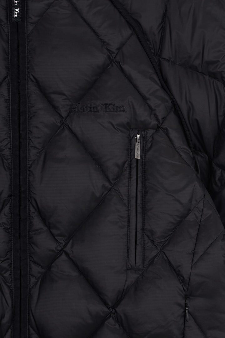 Matin Kim Quilting Hoody Lightweight Jumper — Black