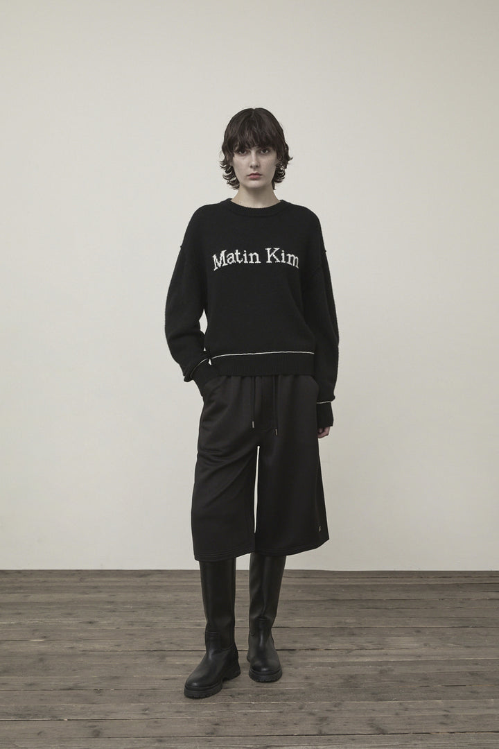 Matin Kim Color Trim Line Logo Pullover — Black