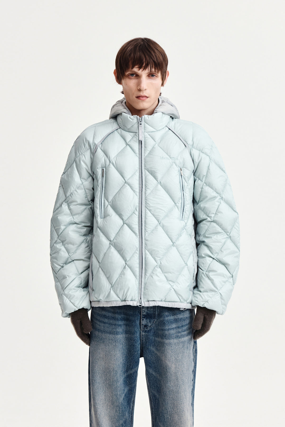 Matin Kim Quilting Hoody Lightweight Jumper — Mint