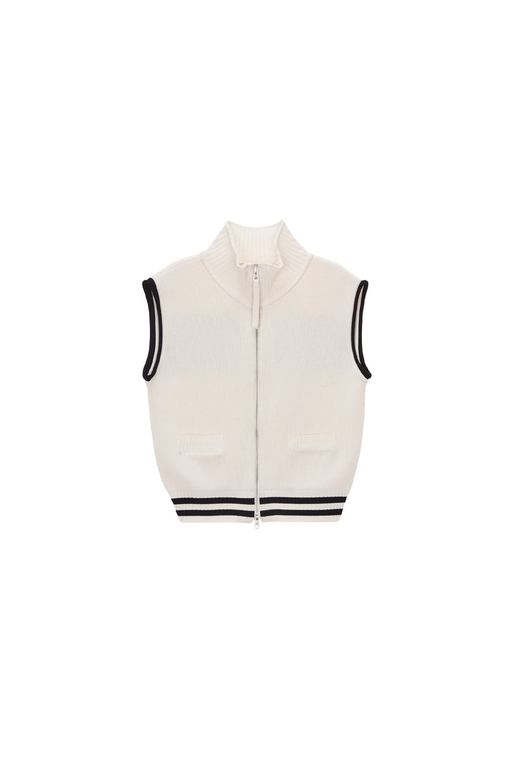 Matin Kim Spell Point Stripe Knit Vest — Ivory