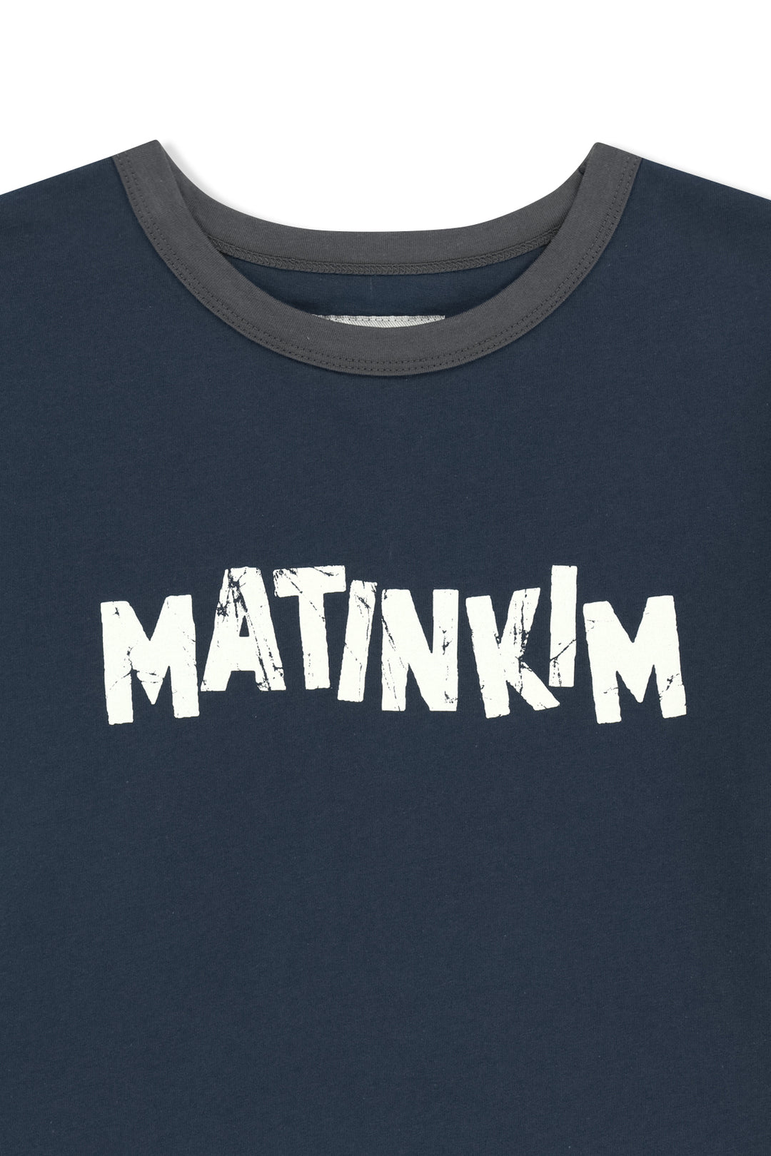Matin Kim Logo Ringer Crop Top — Navy blue