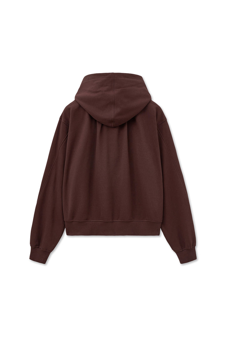 Matin Kim Drawstring Point Zip Up Hoody — Burgundy