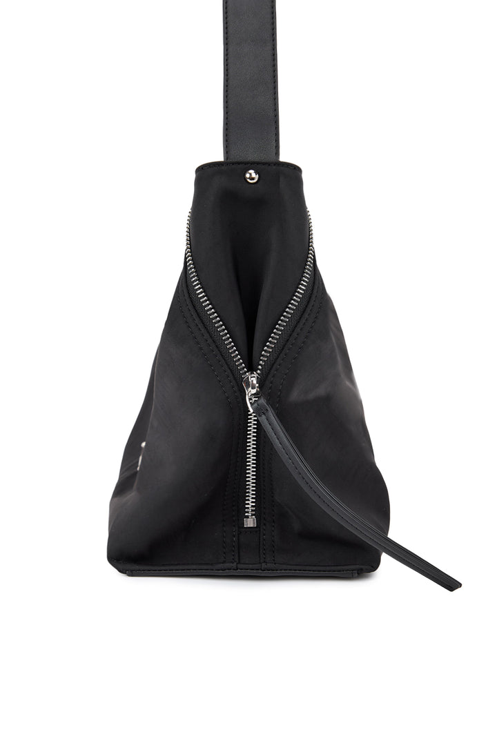 Matin Kim Side Zipper Fabric Shoulder Bag — Black