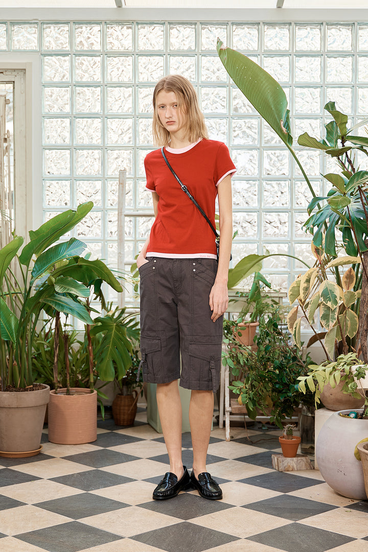 Matin Kim Color Point Layered Top — Red