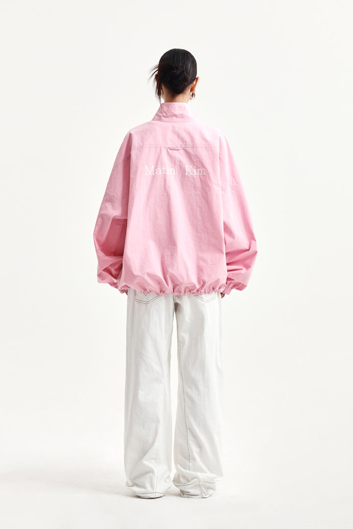 Matin Kim Back Logo High Neck Jumper — Pink
