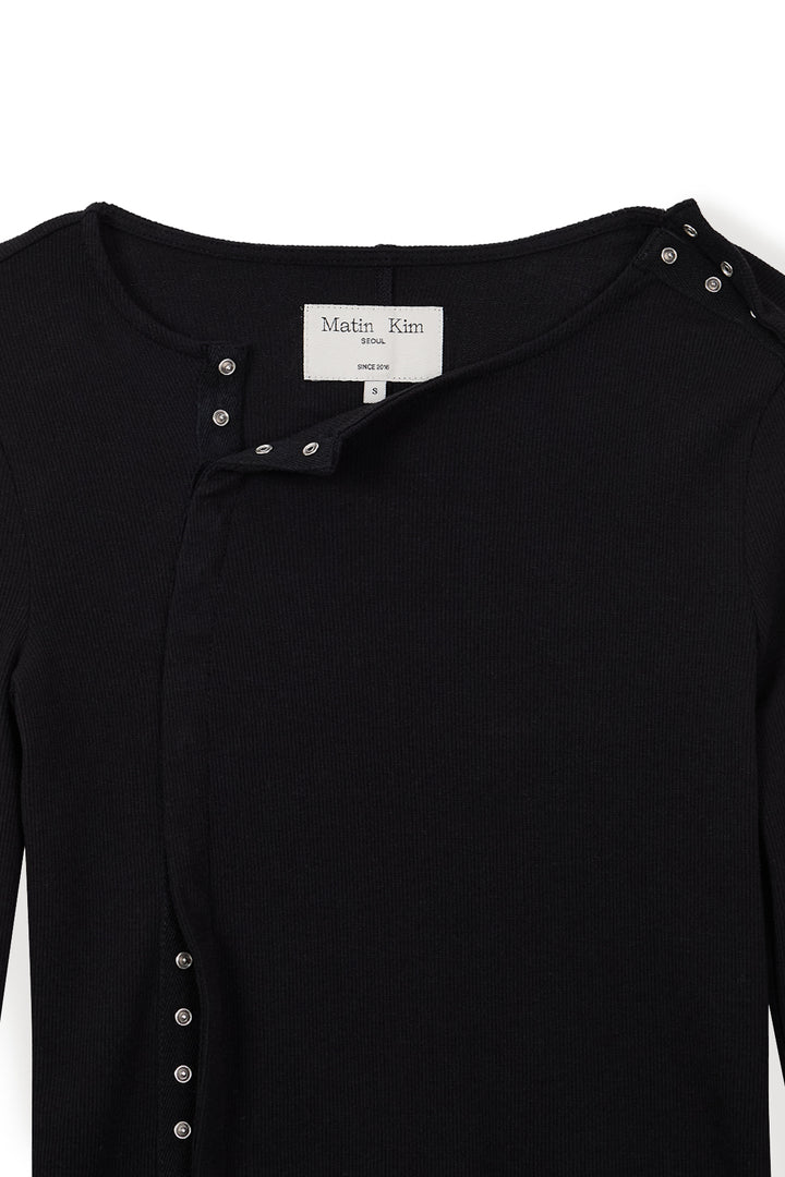 Matin Kim Snap Detail Slim Top — Black