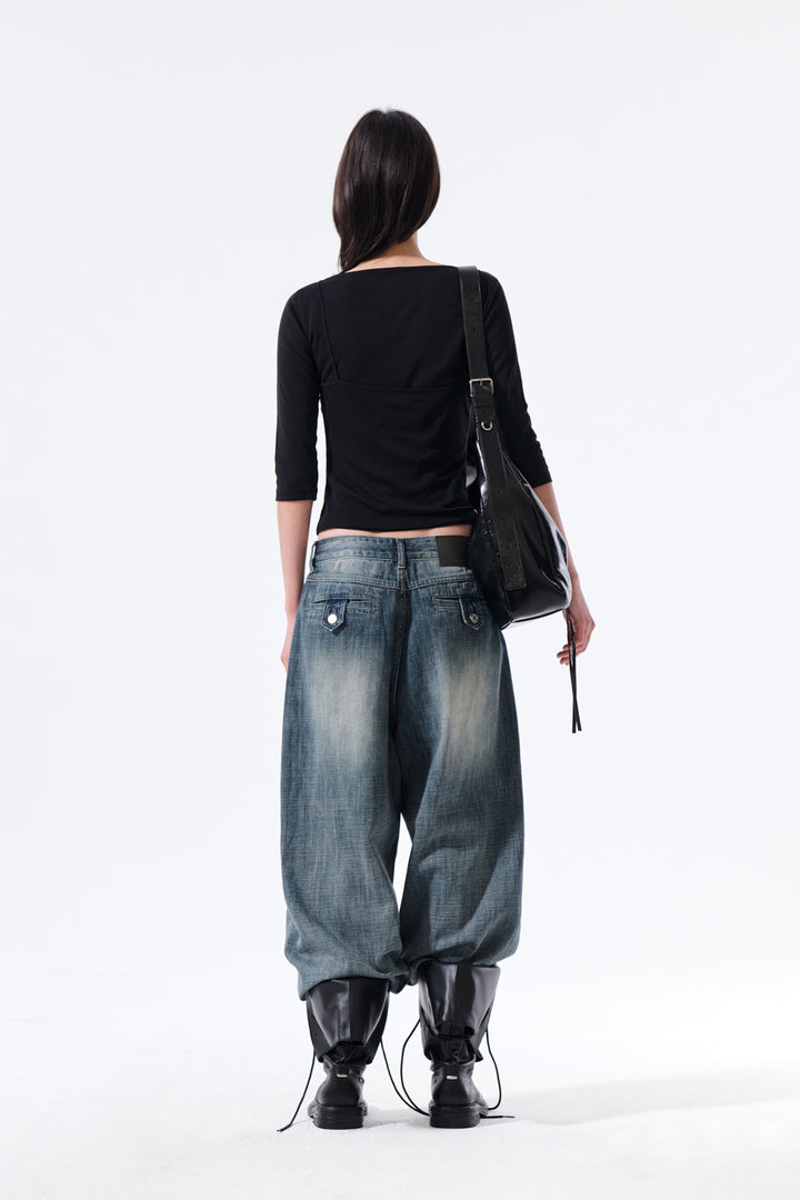 Matin Kim 3/4 Sleeve Layered Tank Top — Black