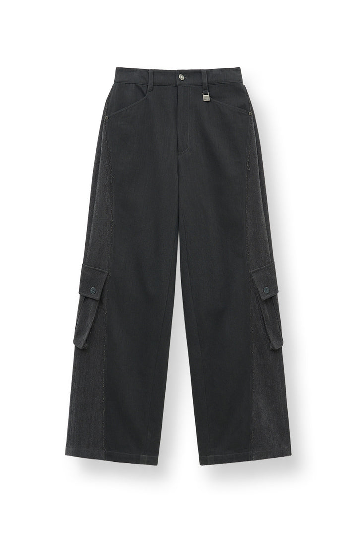 Matin Kim Big Pocket Two-Tone Wide Pants — Charcoal