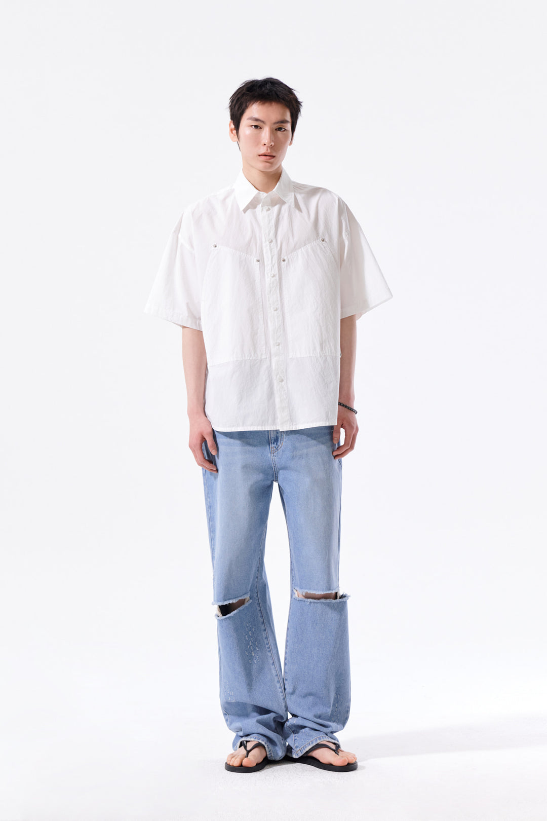 Matin Kim Half Sleeve Pocket Shirt — White