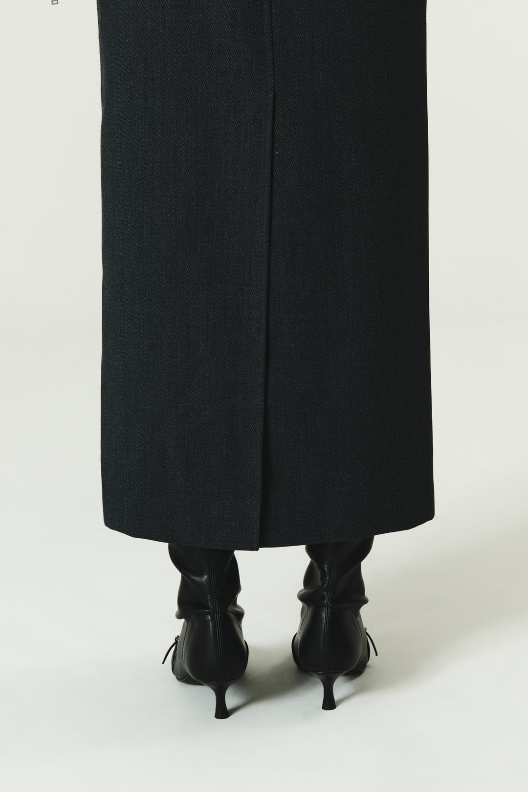 KIMMATIN Foldover Twill Wool Skirt — Gray