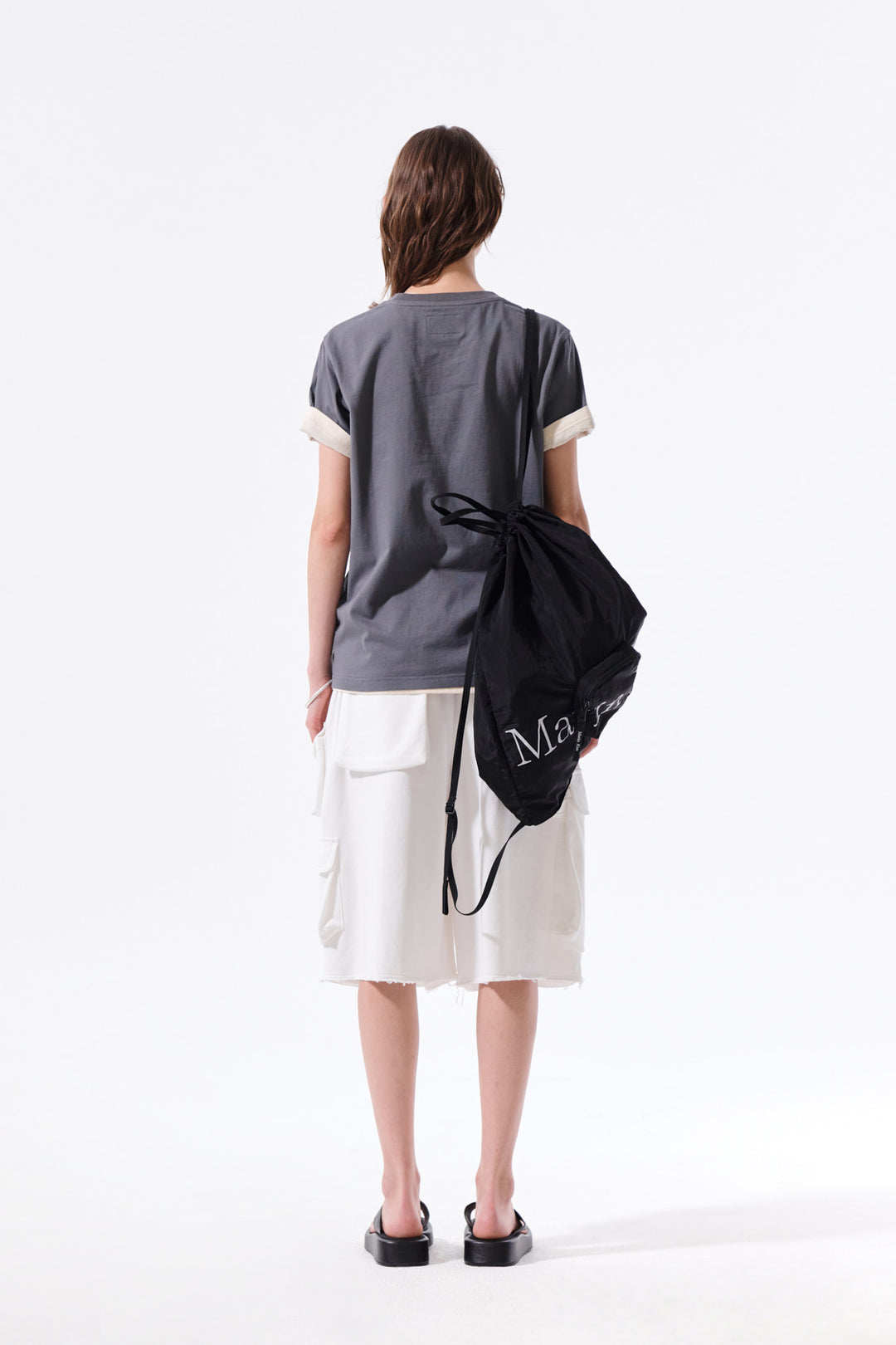 Matin Kim Terry Utility Pocket Bermuda — White