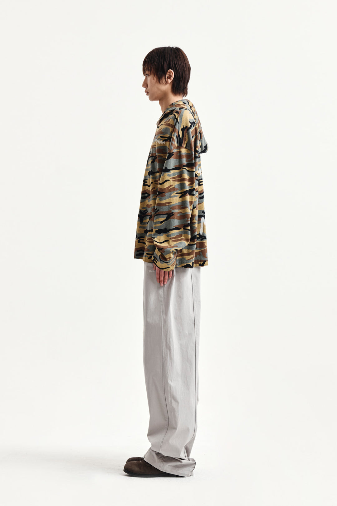 Matin Kim Typo Artwork Camouflage Hoody — Camel