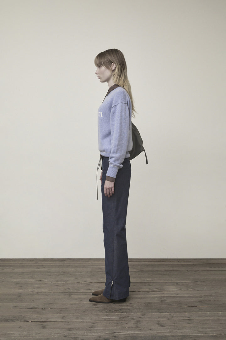 Matin Kim Color Trim Line Logo Pullover — Light Blue