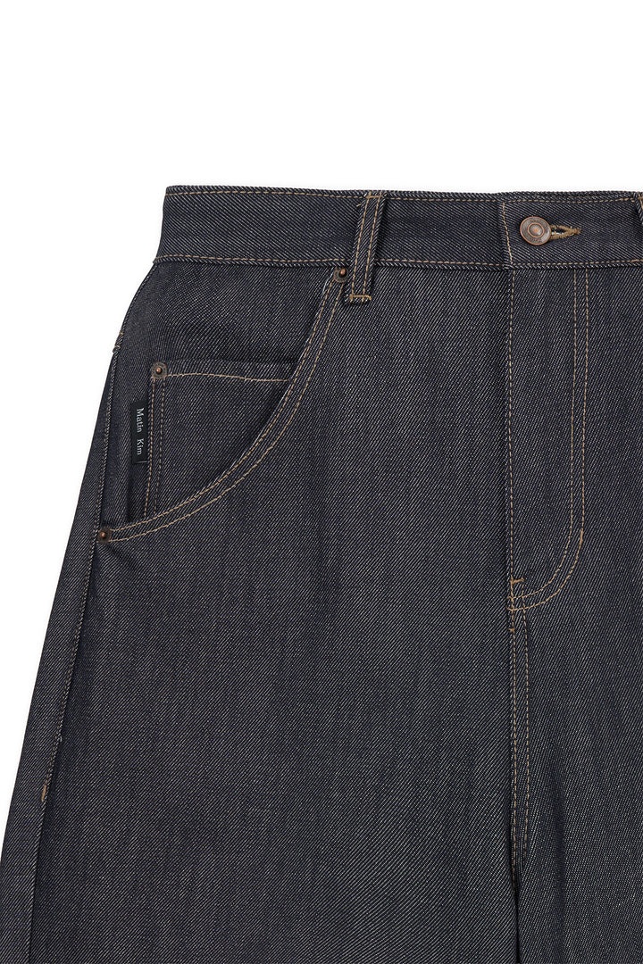 Matin Kim Dart Point Denim Pants — Dark Navy