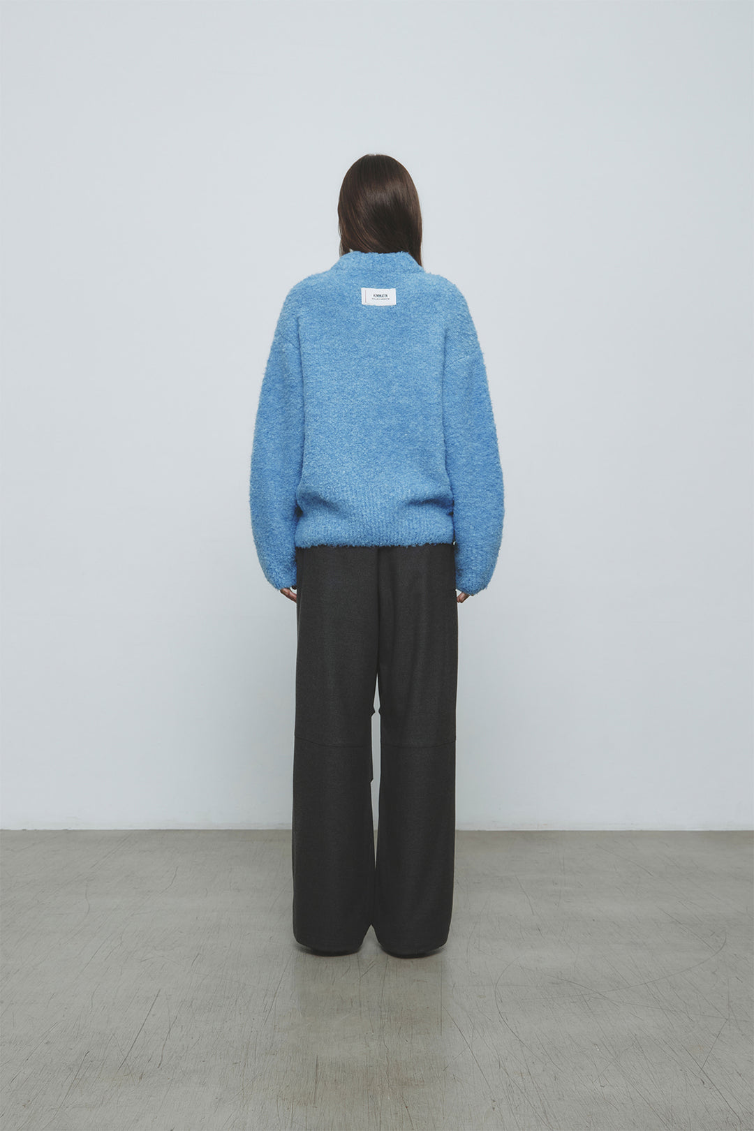 KIMMATIN Volume Neck Boucle Pullover — Blue