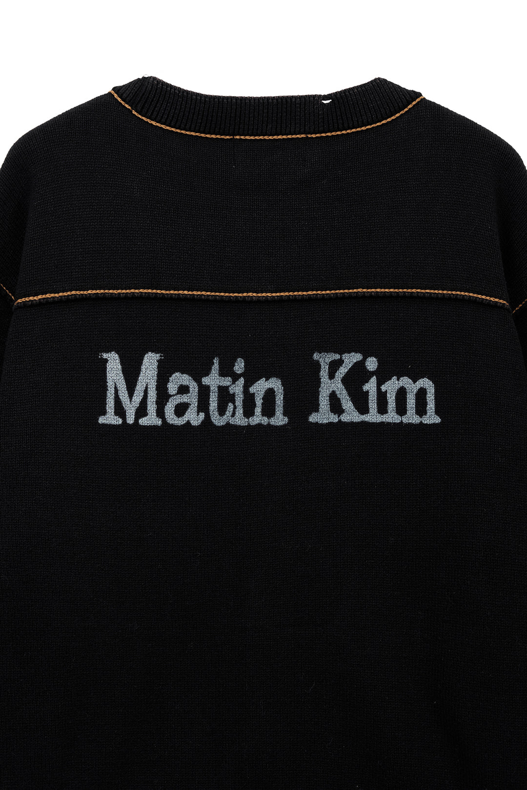 Matin Kim Back Logo Line Point Knit Cardigan — Black