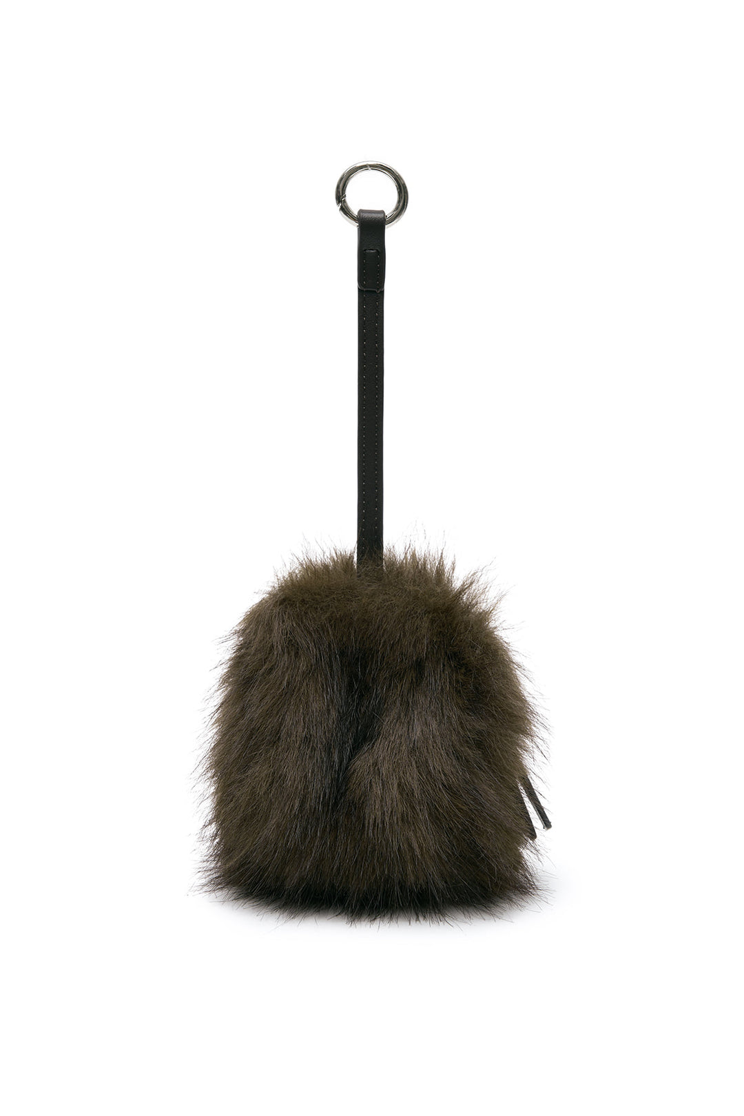 Matin Kim Hairy Fur Mini Cube Pouch — Brown