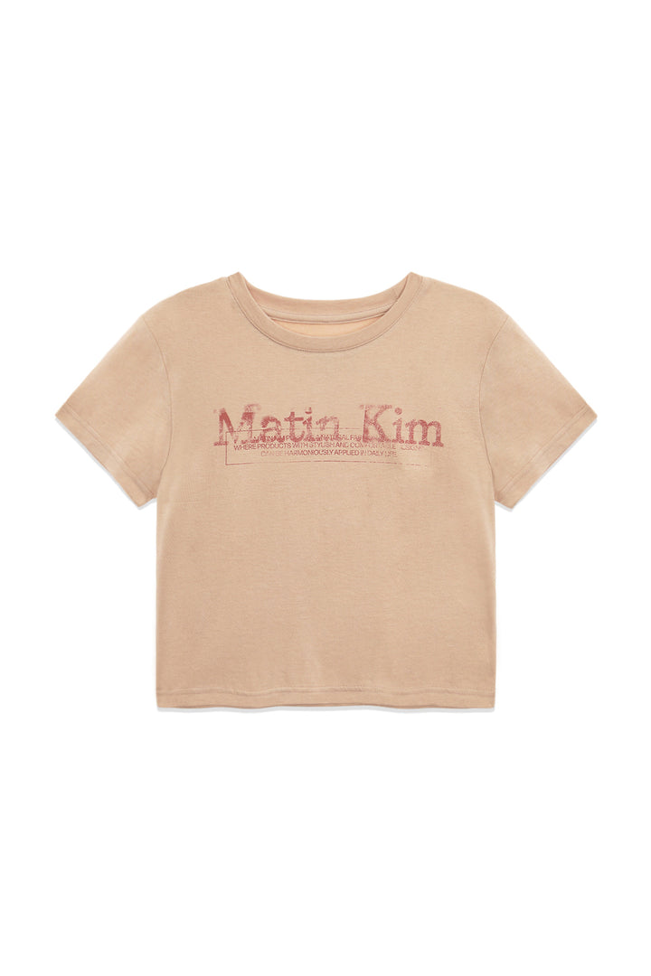 Matin Kim Stamp Logo Graphic Crop Top — Beige