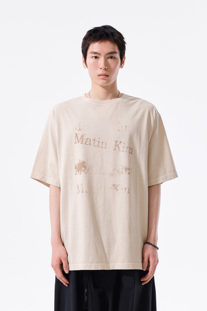 Matin Kim Pigment Graffiti Logo Tee — Beige