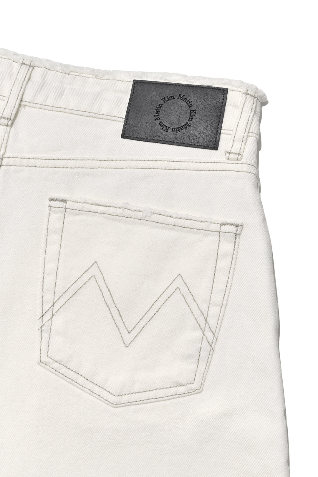 Matin Kim Cut Line Point Denim Shorts — White