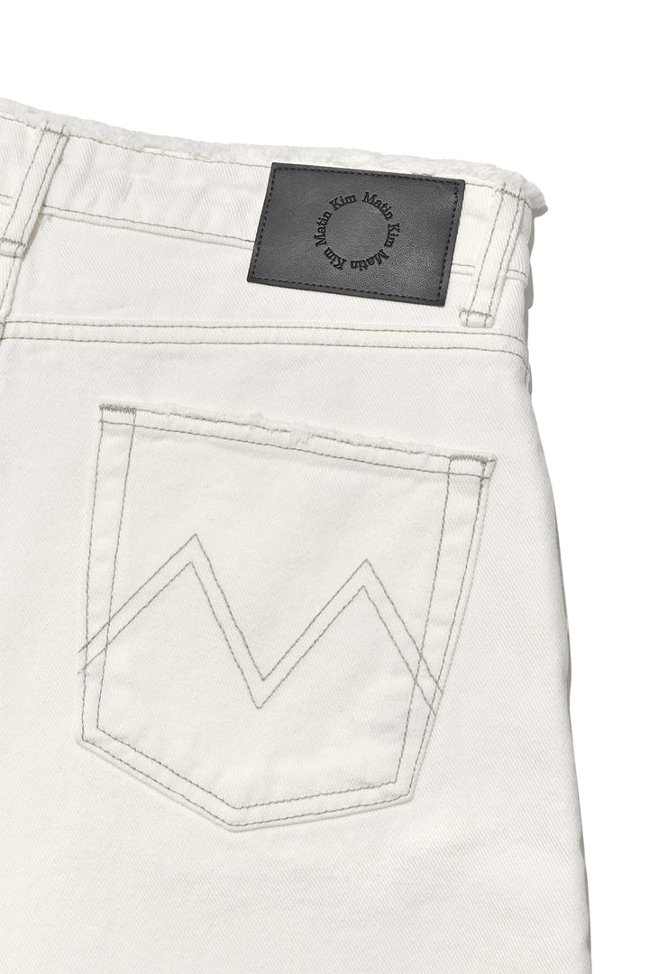 Matin Kim Cut Line Point Denim Shorts — White