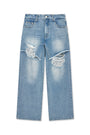 Matin Kim Front Layered Distressed Denim — Blue