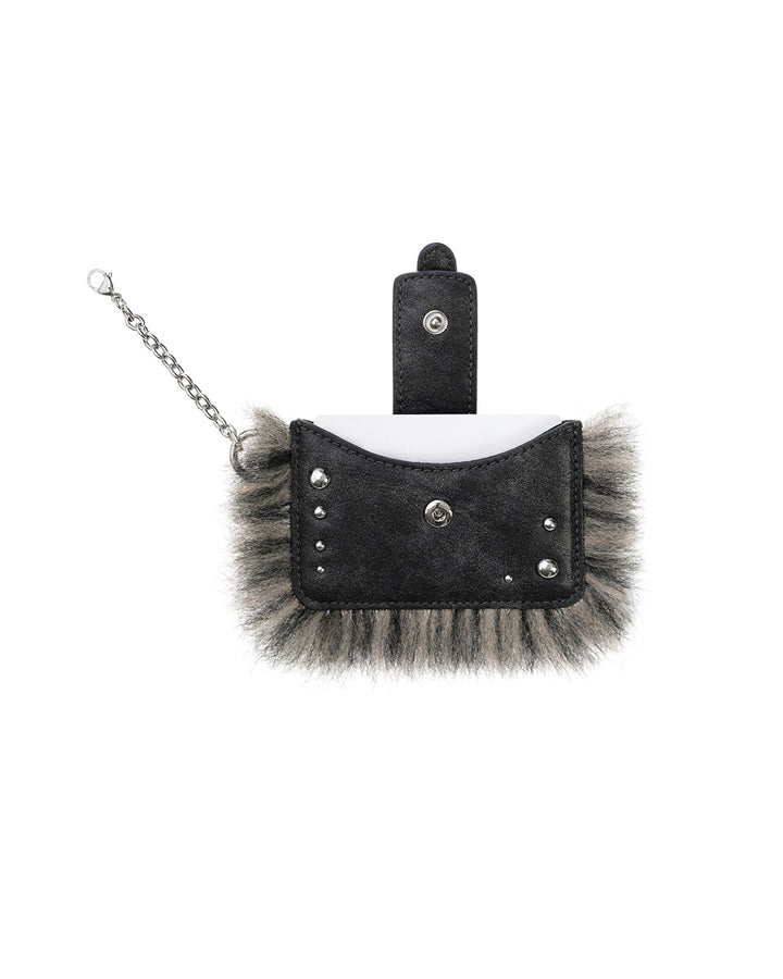 Stand Oil Stud Fur Keyring — Dark Gray