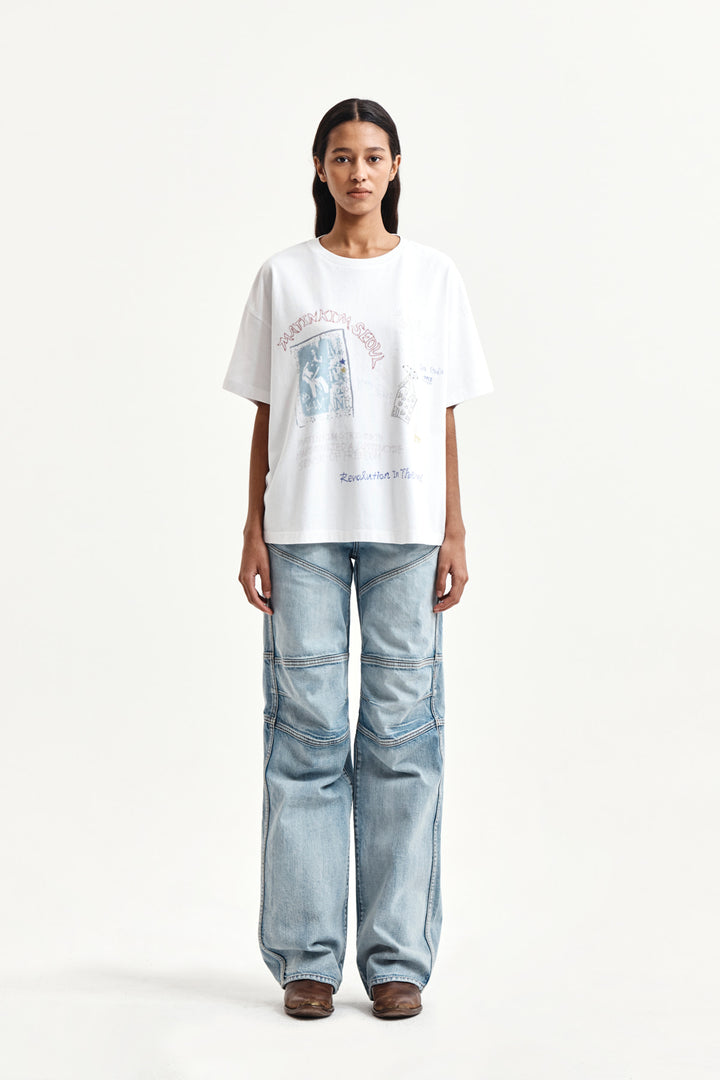 Matin Kim Panel Semi Wide Denim — Light Blue