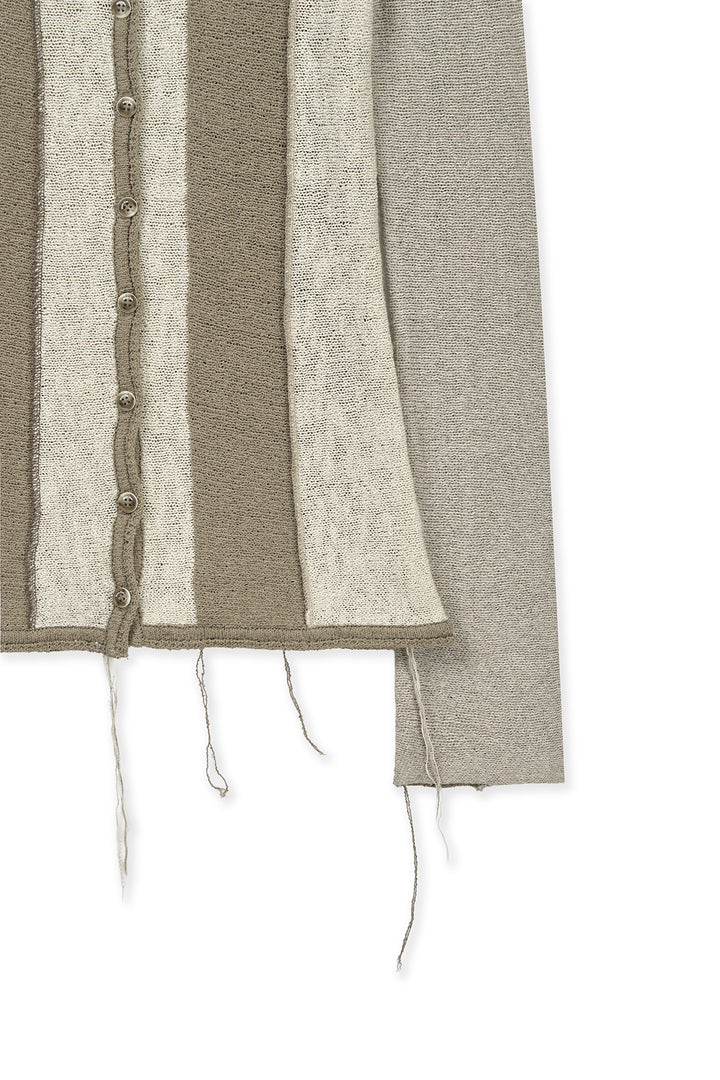 Matin Kim Color Block Slim Knit Cardigan — Beige