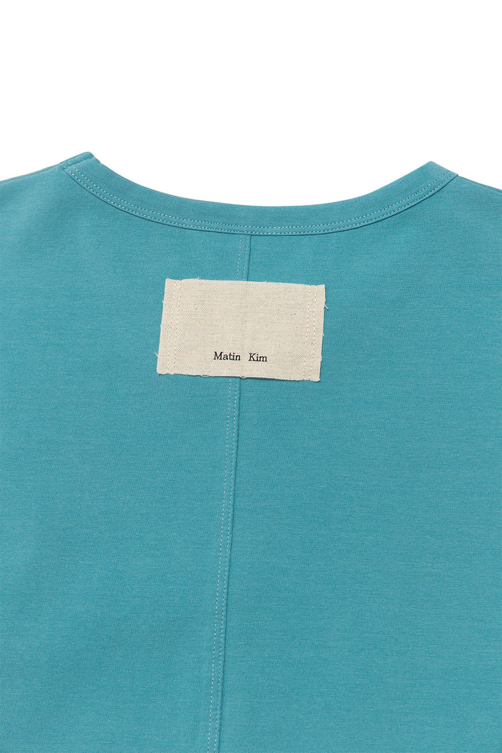 Matin Kim Stitch Printing Detail Crop Top — Blue