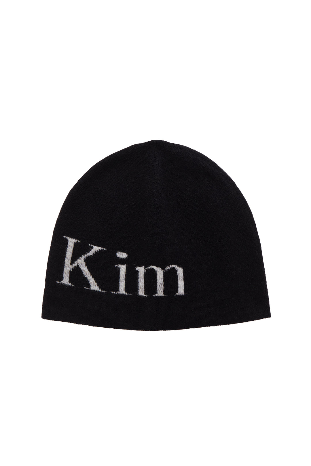 Matin Kim Logo Jacquard Short Beanie — Black