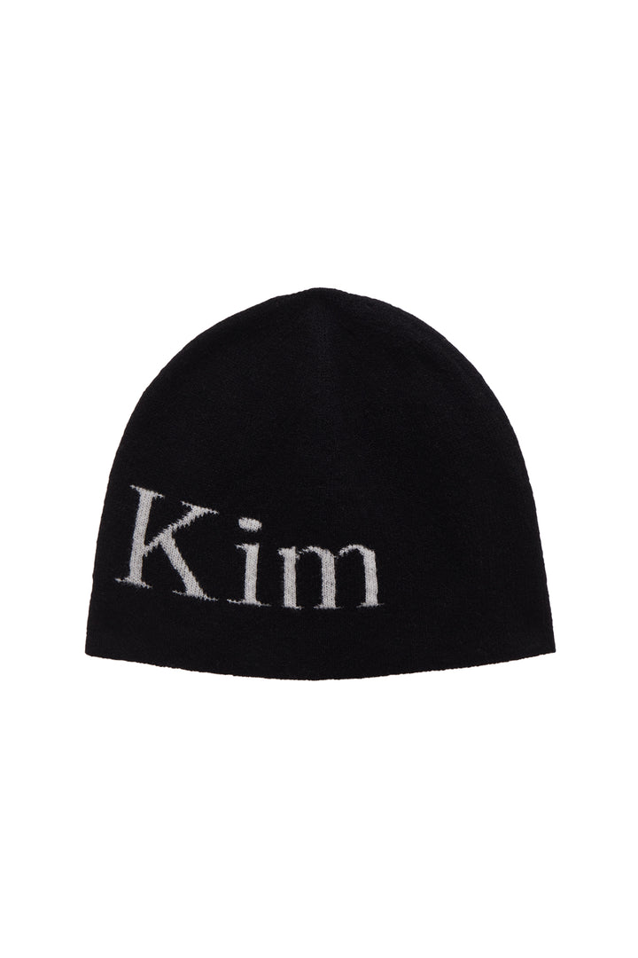 Matin Kim Logo Jacquard Short Beanie — Black