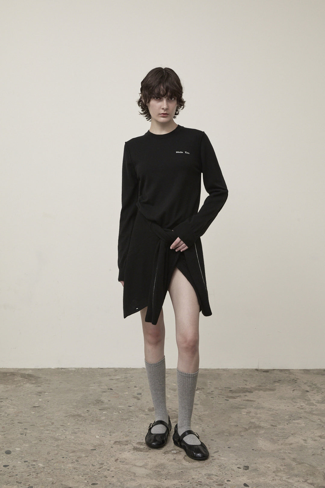 Matin Kim Cashmere Blended Round Knit — Black
